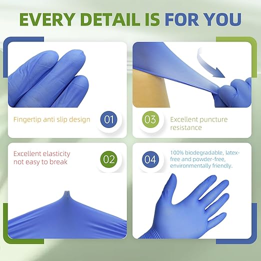 Jointown Biodegradable Nitrile Exam Gloves, Disposable Medical Surgical Gloves, Violet Blue Nitrile Glove, Latex Free, Food Safe, 2000 Count, XLarge