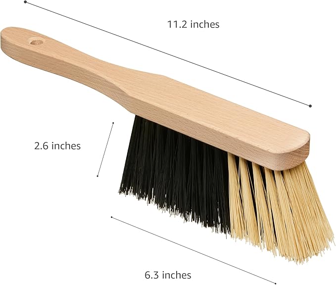 11.2" Hand Broom Medium-Soft Bristles Bench Brush, Sweeping Brush with Wooden Handle, Lightweight Dusting Brush, Handheld Small Broom, Shop Brush