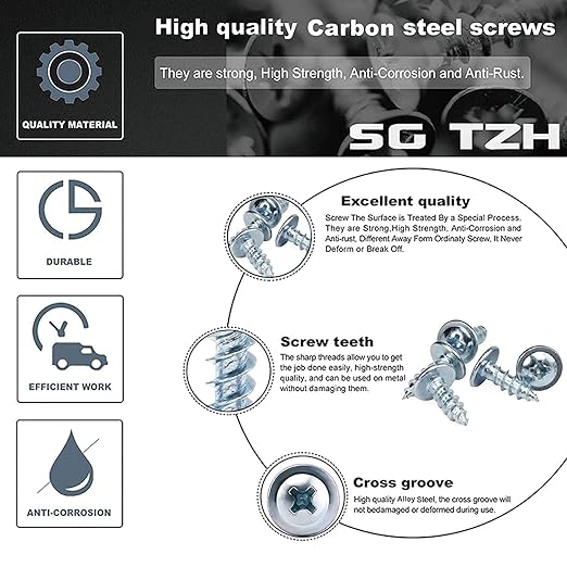 #8 Screws Assortment Set 210Pcs Alloy Steel Standard Thread Truss Head Fast Self Tapping Wood Screw by SG TZH