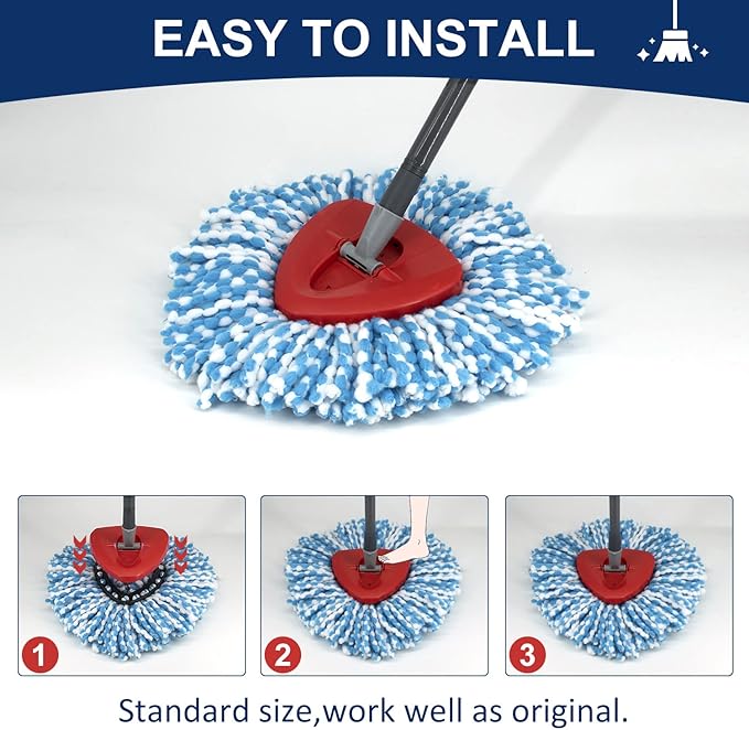 4 Pack Mop Head Replacement Compatiable with Oceda EasyWring,Mop Refill Replace Head for EasyWring Spin Mop 1 Tank systerm - Microfiber, Easy to Replace,Deep Floor Cleaning and Machine Washable