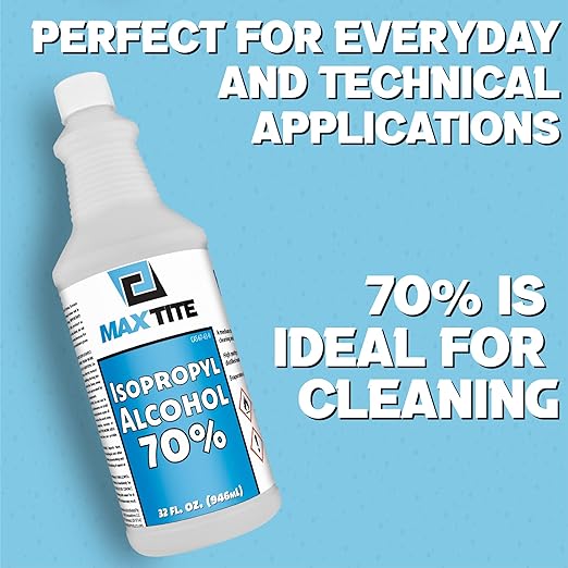 MaxTite 70% Isopropyl Alcohol (4 Gallons (16 Pack, 32 fl oz) - Includes Heavy-Duty Spray Nozzle - Made in USA