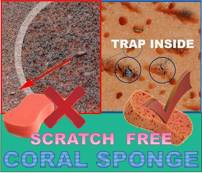 Ultimate Premium 5-Pack Coral Sponge Set - Extra Soft, Non-Scratch, Foaming & Large - Perfect for Car Washing, Household Cleaning and Fightingk (Orange)