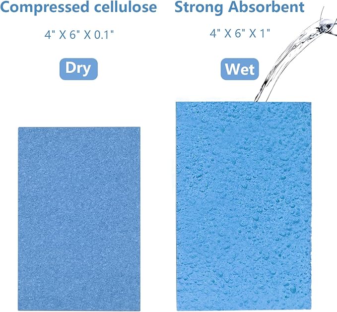 Cellulose Sponges, Large Size 4" x 6" x 1" - Heavy Duty Scrub Kitchen Sponge, Clean Tough Messes Without Scratching Kitchen Cleaning Pads, Pop Up Eco DIY (6 Pack), Blue