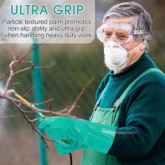 40 Pairs Chemical Resistant Gloves Heavy Duty Thick Nitrile Gloves Bulk for Cleaning, Resist Household Acid, Alkali and Oil (X-Large)