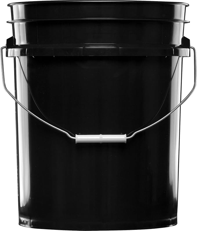 House Naturals 5 Gallon Black Bucket Pail with Green lids Food Grade BPA Free (Pack of 2) Durable 90 Mil All Purpose Container
