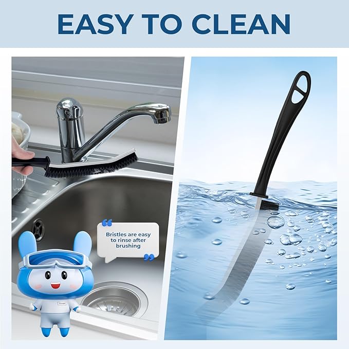 Crevice Cleaning Brushes, Scrub Brush for Hard to Reach Small Space, Home Essentials, Cleaning Supplies, Cleaning Tools for Household Use, Bathroom, Shower, Kitchen, Window, Toilet (2, Black)