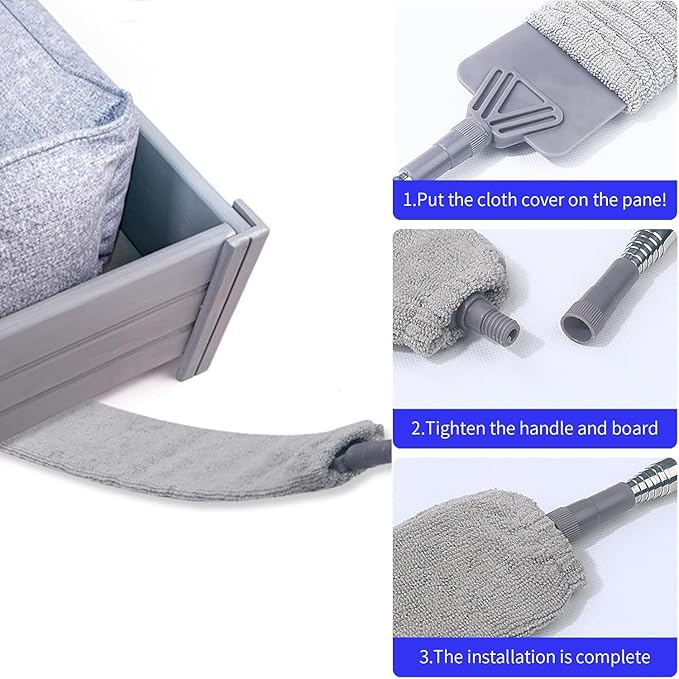 Retractable Gap Dust Cleaner, 4 Microfiber Dusting Cloths Long, Ceiling Fan Cleaner Duster with Stainless Steel Handle Washable Cleaning Tools, Extendable Duster, High Ceiling, Blinds
