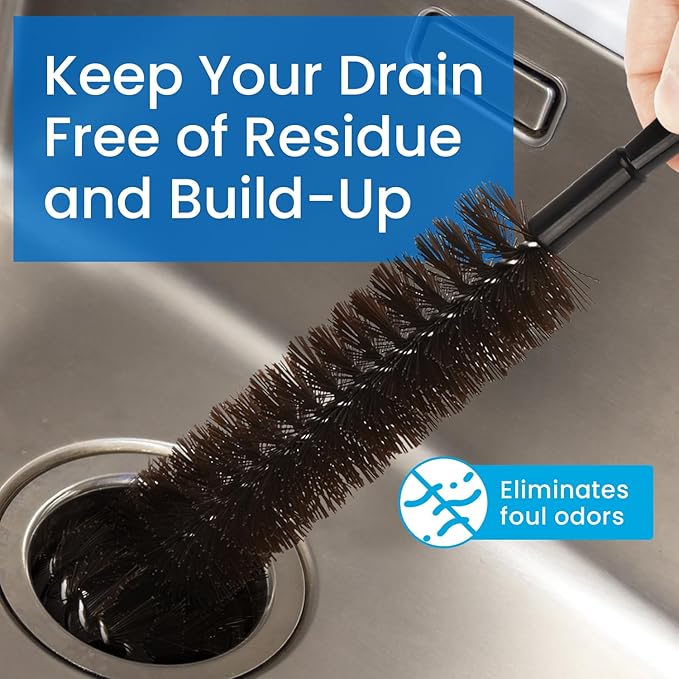 Impresa Garbage Disposal Cleaning Brush with Extra Long Handle - Eliminates Residue, Odor, and Build Up - Drain Cleaner Brush for Kitchen Sink (15 x 4 in Garbage Disposal Cleaner)