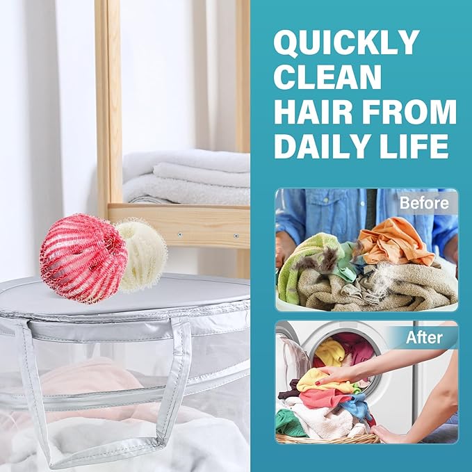 Pet Hair Remover for Laundry, 12 PCS Reusable Pet Hair Remover Balls, Washing Machine Hair Catcher for Dog and Cat Hair Removal, Gentle Lint Collector for Laundry Care