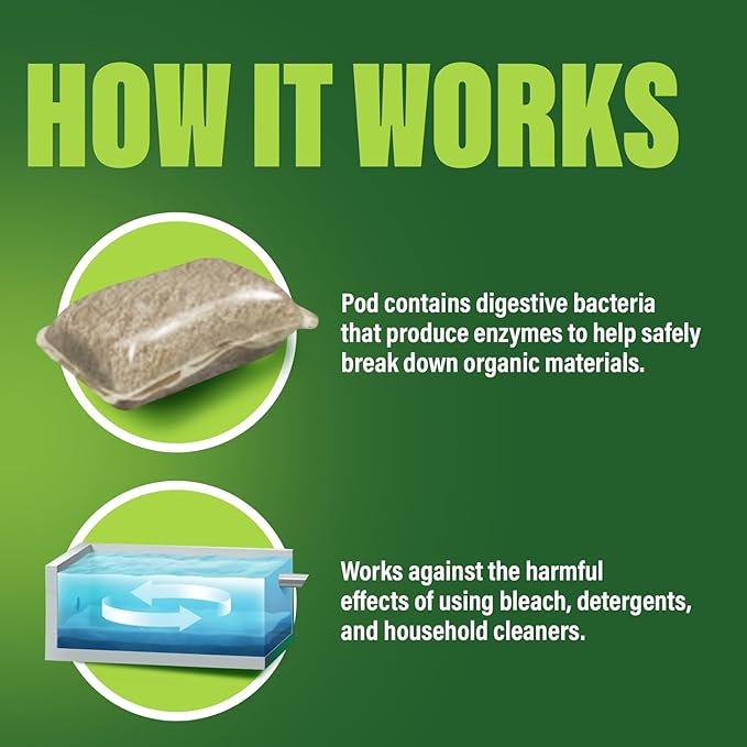 Green Gobbler Septic Tank Enzyme Treatment Packets, 6 Month Supply - Powerful & Natural Bacteria to Prevent Costly Septic Issues, Back-Ups