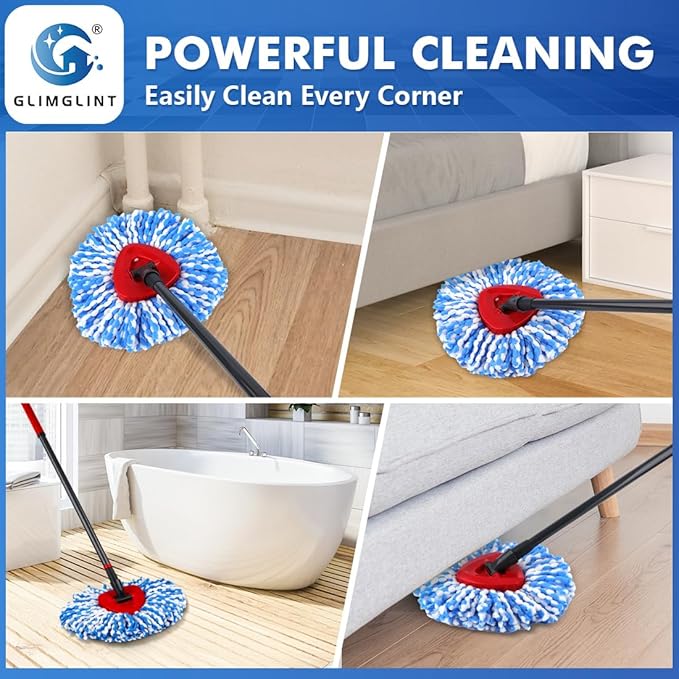 Mop Replace Heads Compatible for O Cedar 8 Pack, Spin Mops Refill Head Replacement for RinseClean 2-Tank System, Machine Washable, Suitable for Hard-surfaced Floors Cleaning