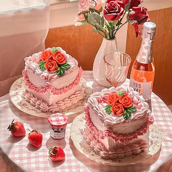 6-Cavity Rose Candy Silicone Mold, Cake Decoration Fondant Molds, for Wedding, Valentine's Day, Birthday Party, Anniversary Cupcake Topper, Chocolate, Cookies, Jelly, Flower Paste, Soap, Resin, Clay