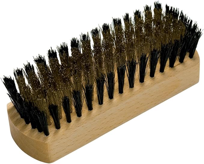 Redecker Brass Wire and Natural Pig Bristle Suede Brush with Oiled Beechwood Handle, 4-3/4-Inches