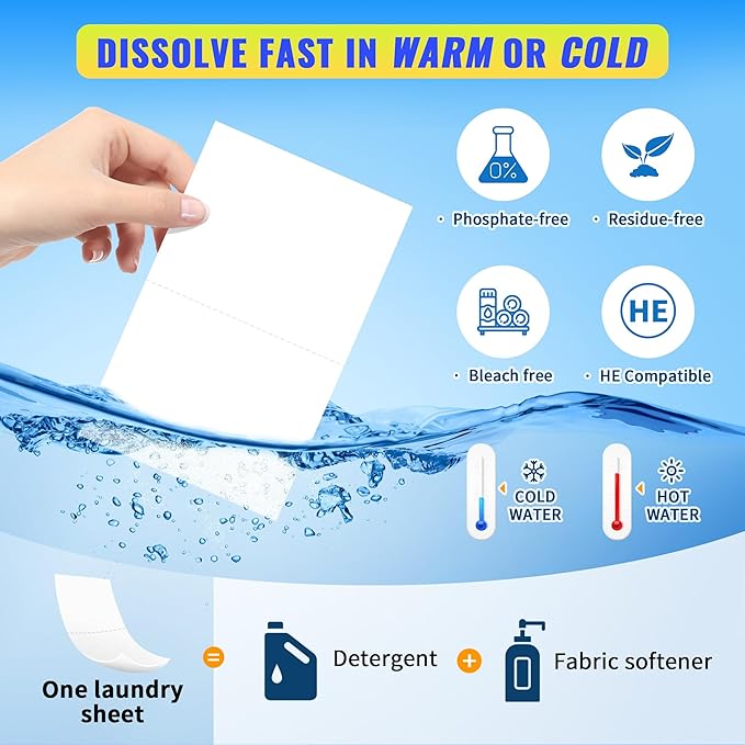 FIXSMITH Laundry Detergent Sheets - 160 Loads (80 Sheets) Fragrance Free - Hypoallergenic,Unscented,Eco Friendly Laundry Detergent Strips Concentrated Travel Detergent Sheets.Plastic-Free,Liquidless