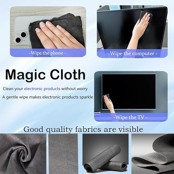 5 PCS 11×11 Inches New Real Magic Cloth Thickened Magic Cleaning Cloth Microfiber Magic Cleaning Cloth for Mirror, Glass, Window,Cars