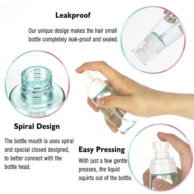 6 Pack 2oz/60ml Small Spray Bottle, Empty Plastic Mini Spray Bottles, Fine Mist Travel Spray Bottle with 9pcs Labels