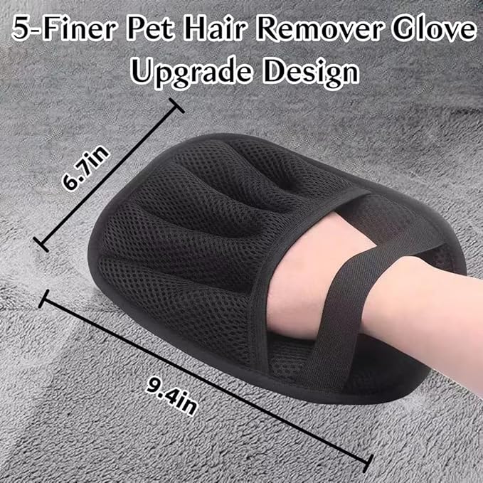 Pet Hair Removal Glove for Cats & Dogs, Reusable Five-Finger Electrostatic Pet Hair Remover Tool, Upgrated Magic Brush Pet Hair Remover for Laundry, Couch, Carpet, Car Seat,Clothing