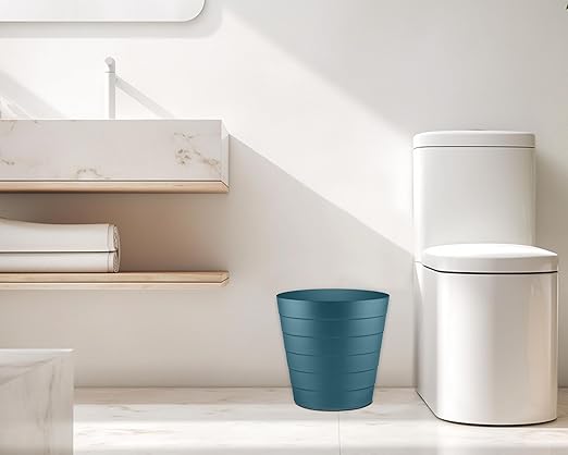 Small Trash Can (2.1 Gallons), Dorm Trash Can, Heavy Duty Dust Bin, Mini Garbage Can for Bedroom (Pack Of 3), Plastic Wastebasket, Bathroom Wastebasket (Blue) Round paper Trashcan, Office Trash Bin