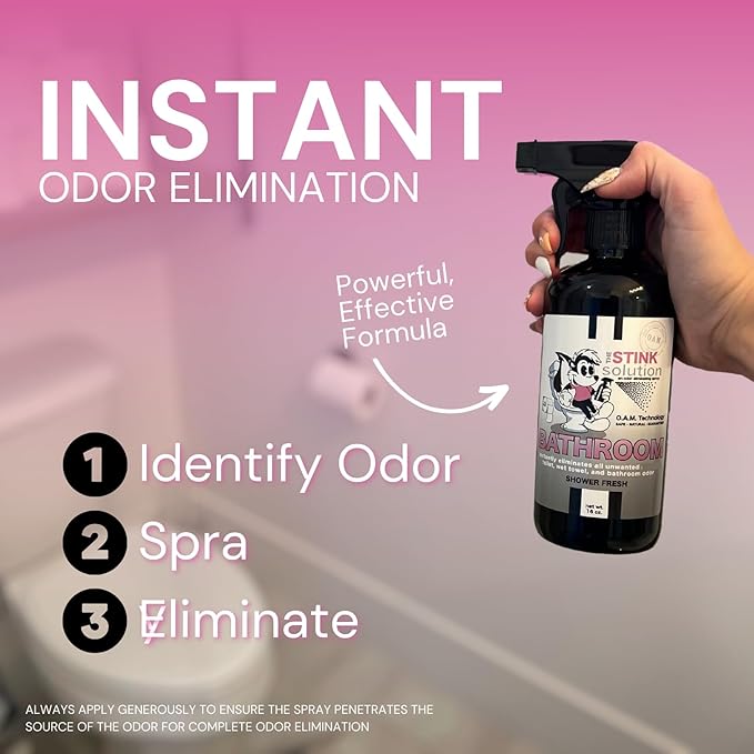 The Stink Solution Bathroom Odor Eliminator Spray Completely & Safely Removes Human Waste, Vomit, & Other Odor Fast | Urine Remover, Toilet Spray, Bathroom Deodorizer - 2 16 oz Bottles (Shower Fresh)