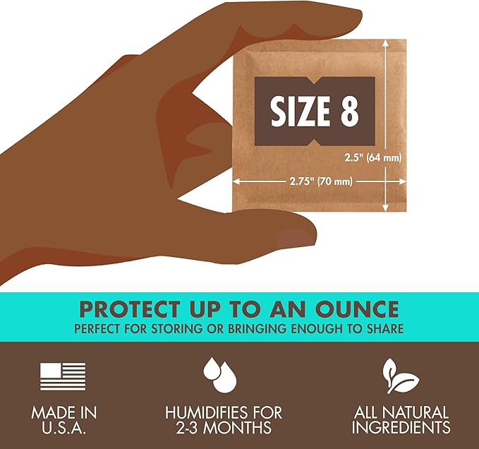 Boveda 69% Two-Way Humidity Control Packs For Storing Up to 5 Items – Size 8 – 10 Pack – For Small Plastic Travel Cases & Bags – Moisture Absorbers – Humidifier Packs in Resealable Bag