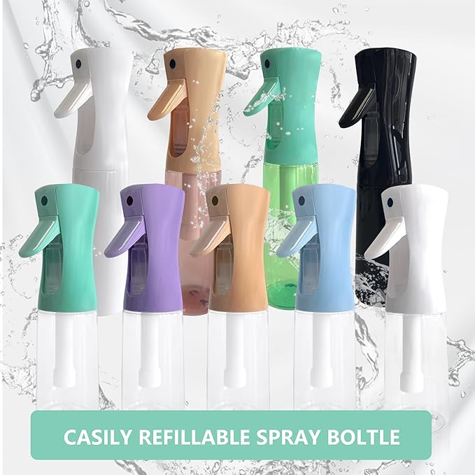 Spray Bottle for Hair Continuous Ultra Fine Mist (300ml) 360° Multi Spray Bottle for Plants, Cleaning, Skin Care Leakproof & Durable 2 Pack