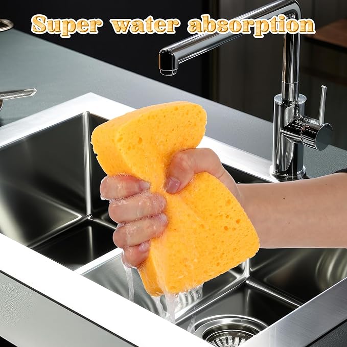 1 PCS Large Sponges for Cleaning, Natural Wood Pulp Sponges, 5.7x3.5x1.5 inch Cleaning Big Sponge for Kitchen, Bathroom, Countertops, Car Wash