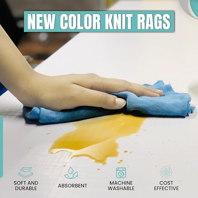 Premium Color Knit Cleaning Rags (5 lbs. Bag) – Shop Rags Bulk for Workshops, Mechanics, Painters, and Home Use, Multipurpose Cotton T-Shirt Rags