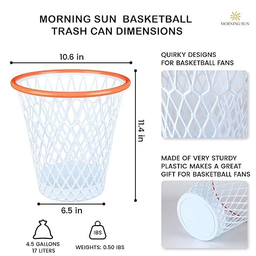 8PCS Basketball Hoop Wastebasket,Basketball Trash Can,Basketball gift,Gym,Basketball-Themed Gift, Garbage Bin, 4.5 Gallon,Basketball Hoop,Garbage Can,Basketball Net Waste Basket for Office,Bedroom