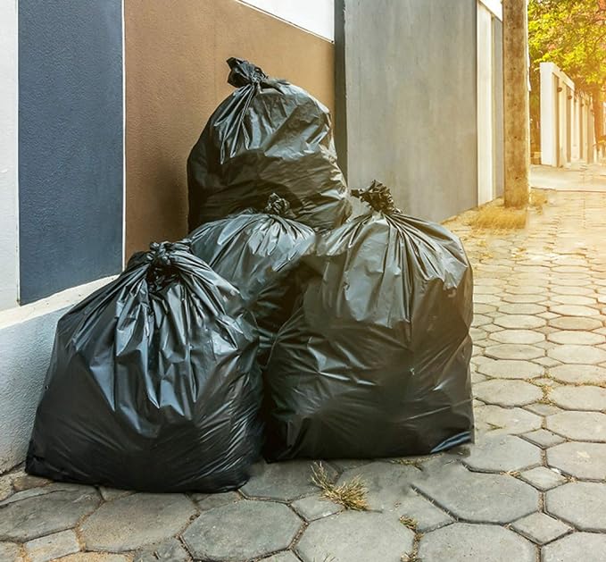 Tasker Contractor Garbage Bags 55 Gallon, 3 Mil Black Contractor Garbage Bag (50 Bags w/Ties) Large 55 Gallon Trash Bags Heavy Duty Liners, Extra Large Trash Liners for Construction, Industrial Bag