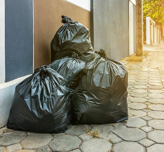 Tasker 64 Gallon Trash Bags Heavy Duty (Value-PACK 50 Bags w/Ties) 64 Gallon Trash Bags | 65 Gallon Trash Bag Heavy Duty Large Black Industrial Garbage Bags | 60 Gallon Garbage Bag