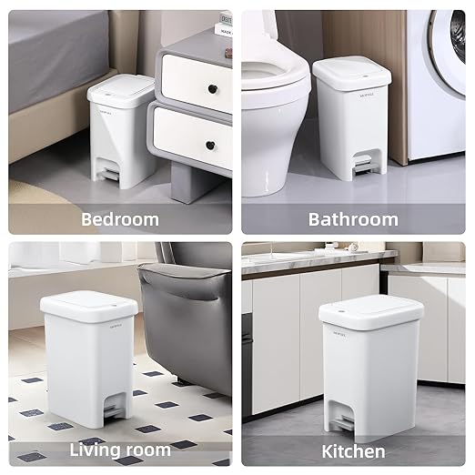 MOPALL Bathroom Trash Can with Lid Soft Close, 16.5L/4.4Gal Slim Trash Can with Pop-Up Lid & Step On Foot Pedal, Garbage Can Waste Bin Trash Bin Wastebasket for Home Kitchen Garage Apartment Office RV