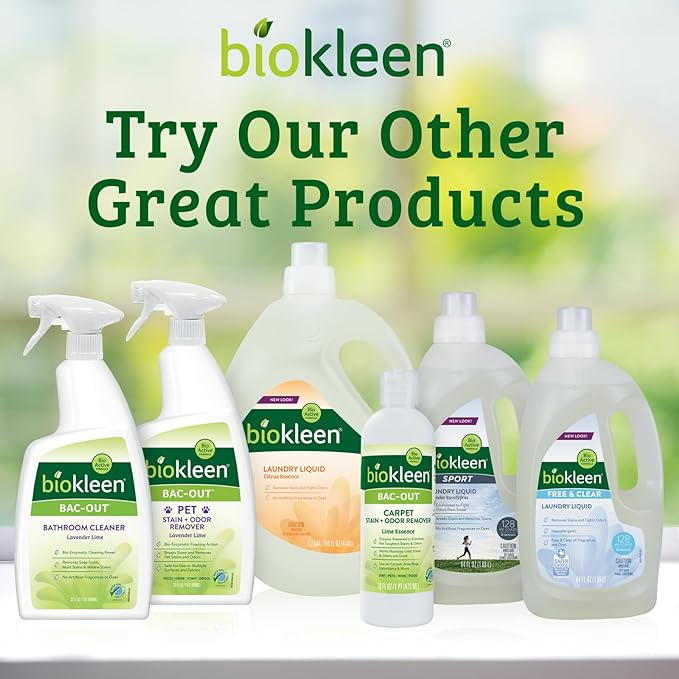 Biokleen Bac-Out Pet Urine Odor Eliminator - 32 Ounce Spray 2 Pack - Enzymatic, Natural, Destroys Stains & Odors Safely, for Pet Stains on Carpets & Furniture - Micro Towel Included