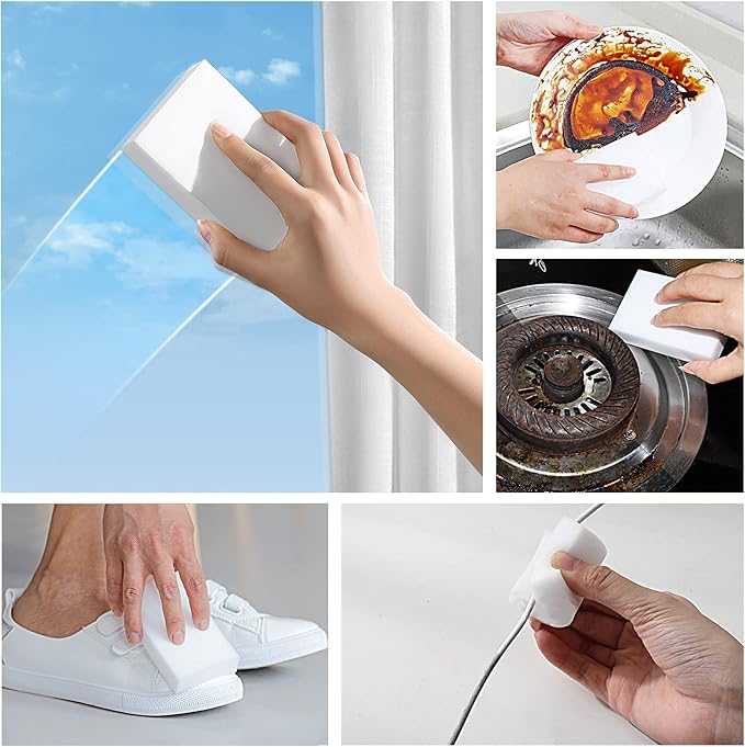 25pack Melamine Sponges for Multi-Purpose Cleaning - Tough, Durable Magic Sponge Erasers for Use on Sinks, Kitchen, Bathrooms, Walls, Floors, Bathtubs, Shoes, Furniture, Cars - Won't Rip Easily.