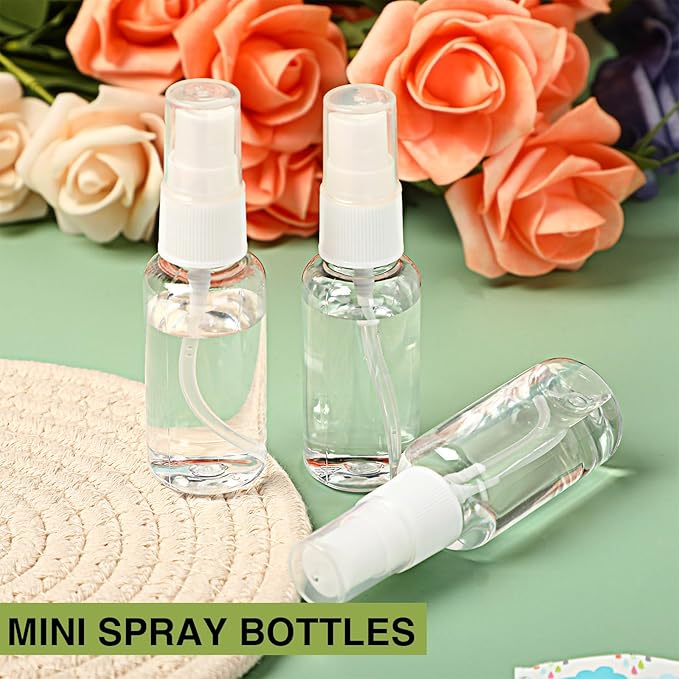 Uiifan 200 Pcs Mini Clear Spray Bottles 1 oz Small Empty Plastic Fine Mist Spray Bottles with Small Funnels for Essential Oils Travel Alcohol Perfumes