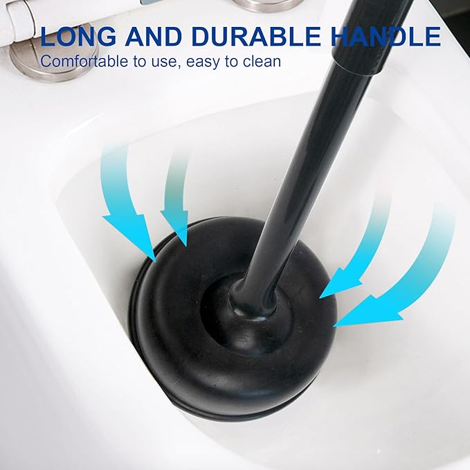 CELOX 2 Sets Black Toilet Brush and Plunger Set for Bathroom Heavy Duty