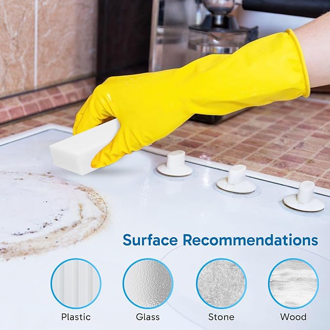(40 Pack) Extra Large Eraser Sponge - Extra Thick, Long Lasting, Premium Melamine Sponges in Bulk - Multi Surface Power Scrubber Foam Cleaning Pads - Bathtub, Floor, Baseboard, Bathroom, Wall Cleaner