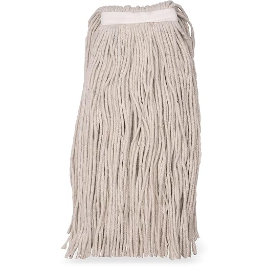 SPARTA Flo-Pac Cotton Mop Head, Cut-End, Narrow Band with White Band for Organized Cleaning, 36 Inches, Tan