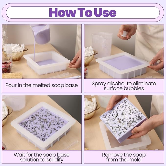 Soap Molds 6 inch Silicone Slab Mold Square DIY Handmade Loaf Mould