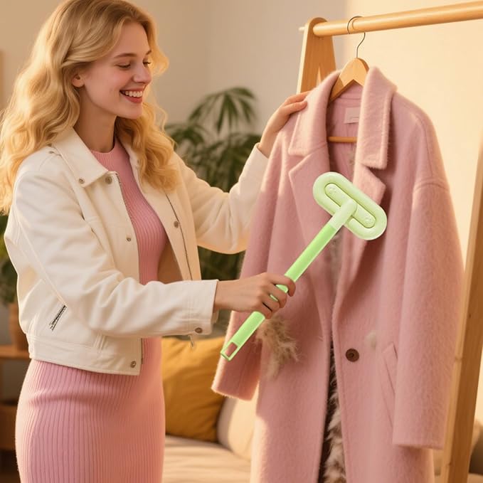 Pet Hair Remover Brush, 17.91 Inches Reusable Long Handle Ergonomic Tool for Cleaning, Removal Broom Bristles and Comfortable Grip, Grooming Supply for Couch Carpet Car Seat Laundry