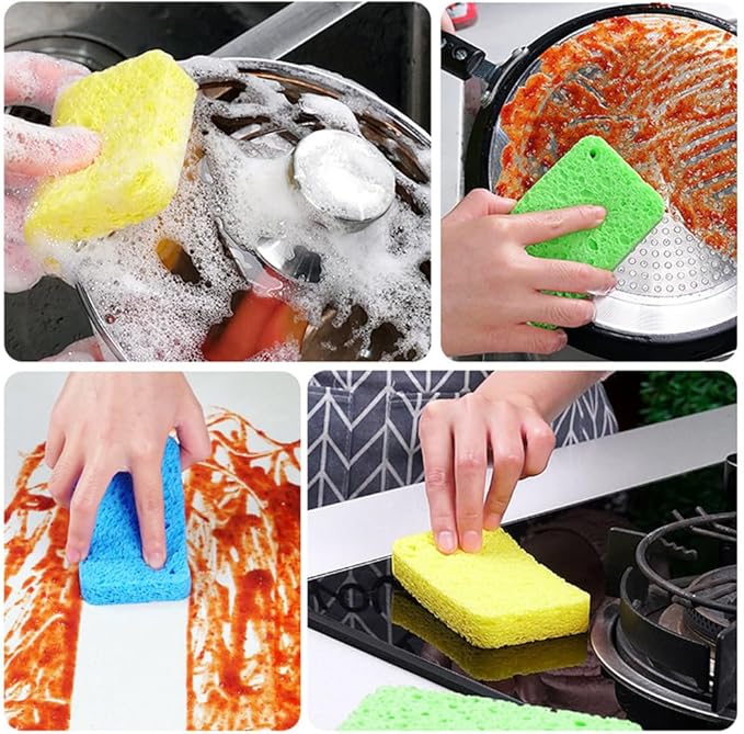 24 - Pack Non-Scratch Scrub Sponges - Sponges for Dishes and Washing Dishes, Cleaning Sponges for Kitchen Home and More（Mixted）
