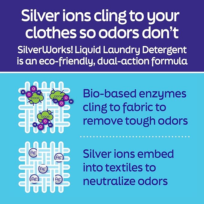 Powerful Odor Eliminating Laundry Detergent Liquid, Silver Ion Deodorizer Technology, Laundry Odor Eliminator For Clothes, Cleans, Deodorizes & Protects - 33 fl oz, 66 Loads, Free & Clear