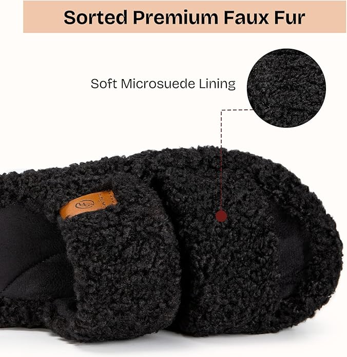 EverFoams Womens Fuzzy Open-toe Slippers Soft Comfy Memory Foam Indoor House Shoes