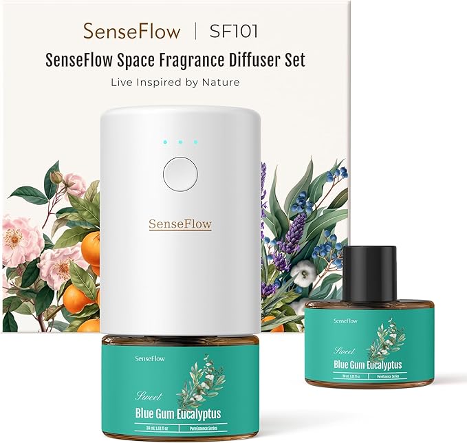 SF101 Waterless Ultrasonic Essential Oil Diffuser–100% Plant-Based,120-Day Natural Air Freshener & Aromatherapy Diffuser for Home,Hotel,Studio–Covers up to 100㎡-Himalayan Cedarwood