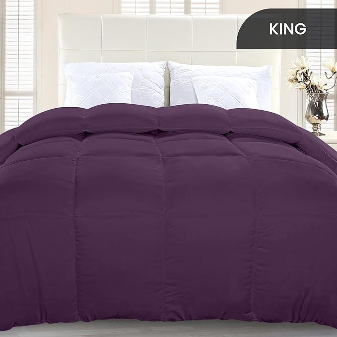 Utopia Bedding Comforter Duvet Insert, Quilted Comforter with Corner Tabs, Box Stitched Down Alternative Comforters King Size (Plum)