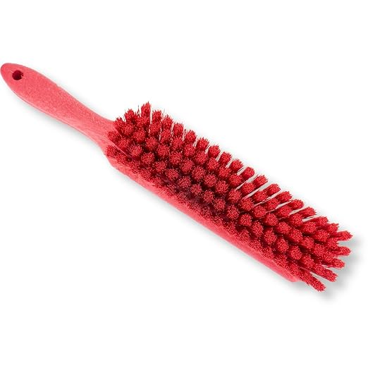 SPARTA Handheld Soft Counter Brush 8 Inch Bristle Span, Multi-Use Dust Brush with 5 Inch Handle for Tables, Countertops, and Delicate Surfaces, Polyester, Red, (Pack of 6)