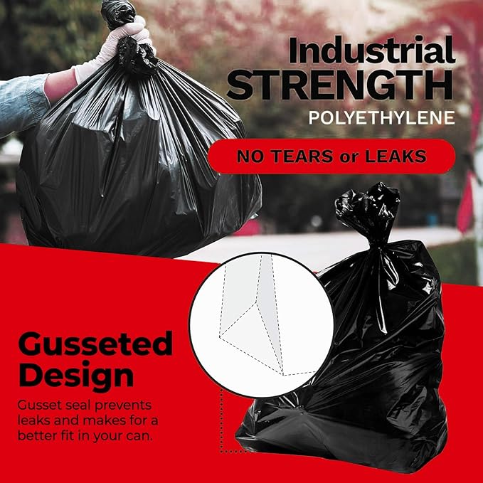 ToughBag 30-33 Gallon Heavy Duty Trash Bags (100 Count) – 33x39" Large Can Liners – Made in USA