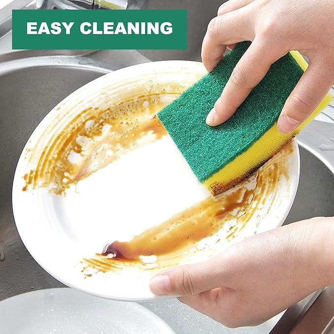 Individually Wrapped Sponges, Kitchen Dishwashing Sponge Bulk, Non Scratch Dishes Scouring Pad Dishcloth, Odor-Free Sponge Wipes for Household Cleaning Dishes Travel Apartments (30 Pack)