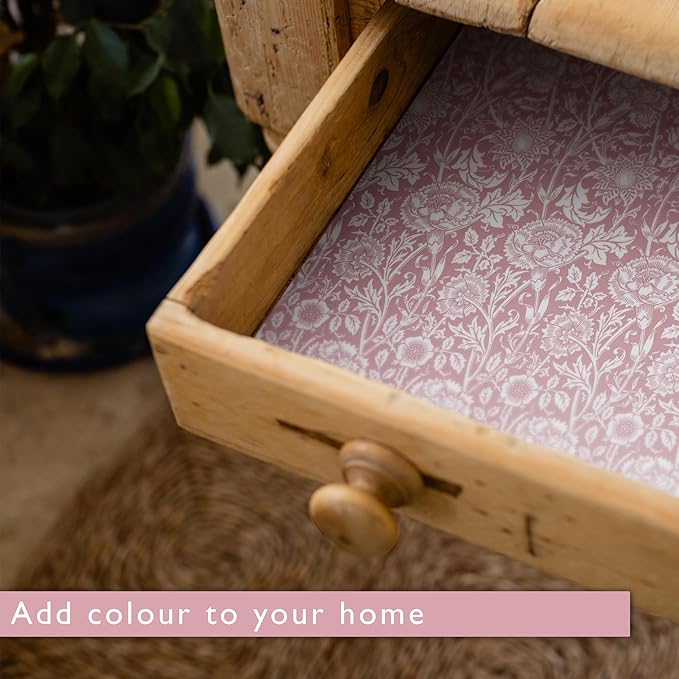 The Master Herbalist Rose Scented Drawer Liners in a Pink William Morris Design. Contains Rose Essential Oil | Pack of 5 Folded Sheets | Contains Essential Oils | Made in The UK.