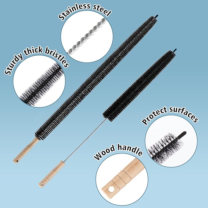 2 Pcs Dryer Lint Cleaner Kit,Washing Machine Brush Dryer Vent Cleaning Kit, Dryer Cleaner Vent Brush Set with Long Flexible Vacuum Brush and Lint Brush for Cleaning Vent Trap & Refrigerator Coil