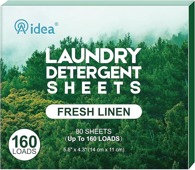 AIDEA Laundry Detergent Sheets, Washer Sheet Detergent, No Plastic Jug, Laundry Soap Sheet For Travel, Home Washing, Fresh Scent-(160 Loads) 80 Sheets